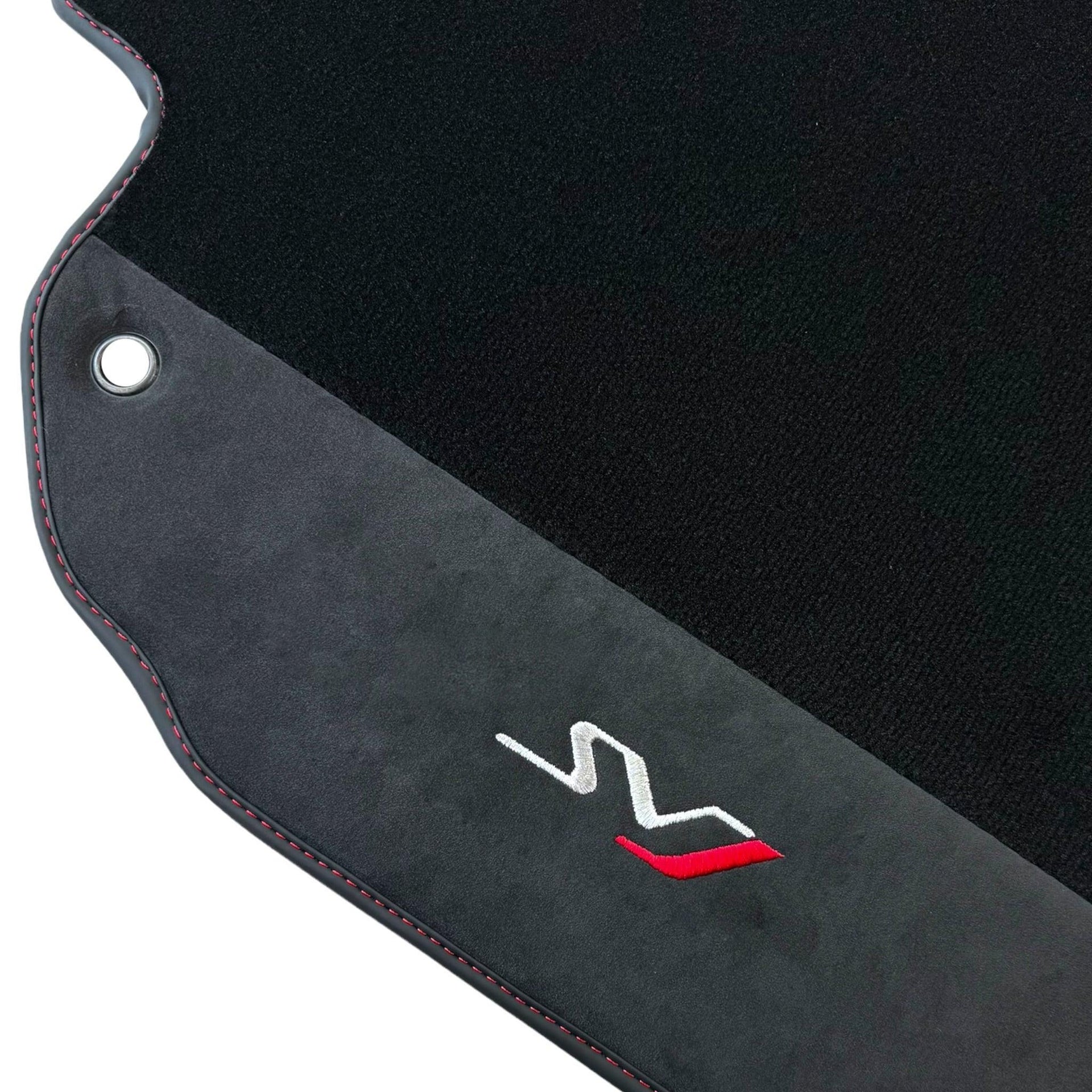 Black Floor Mats for Lamborghini Aventador SVJ with Alcantara Leather - AutoWin