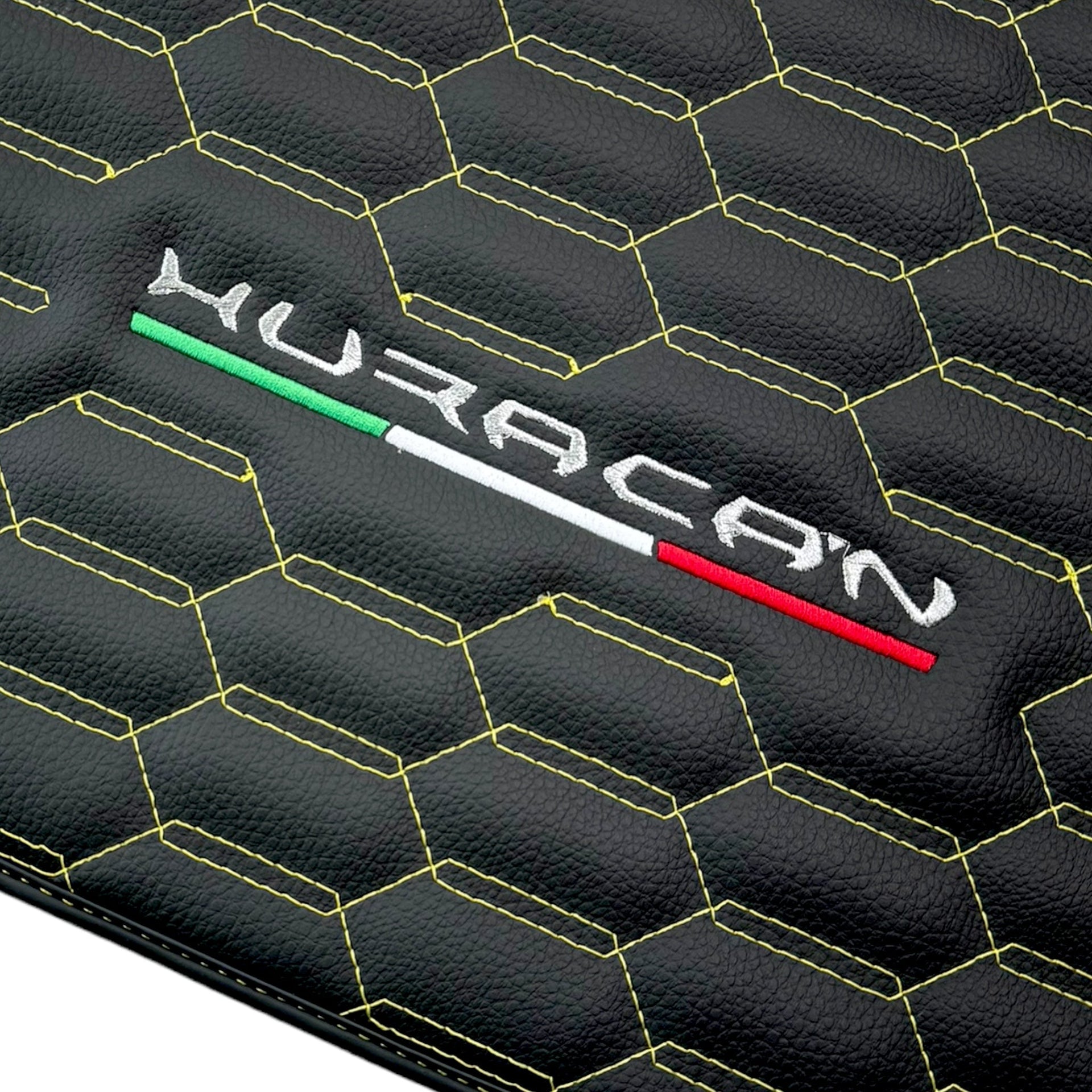 Floor Mats for Lamborghini Huracan Leather Yellow Stitching