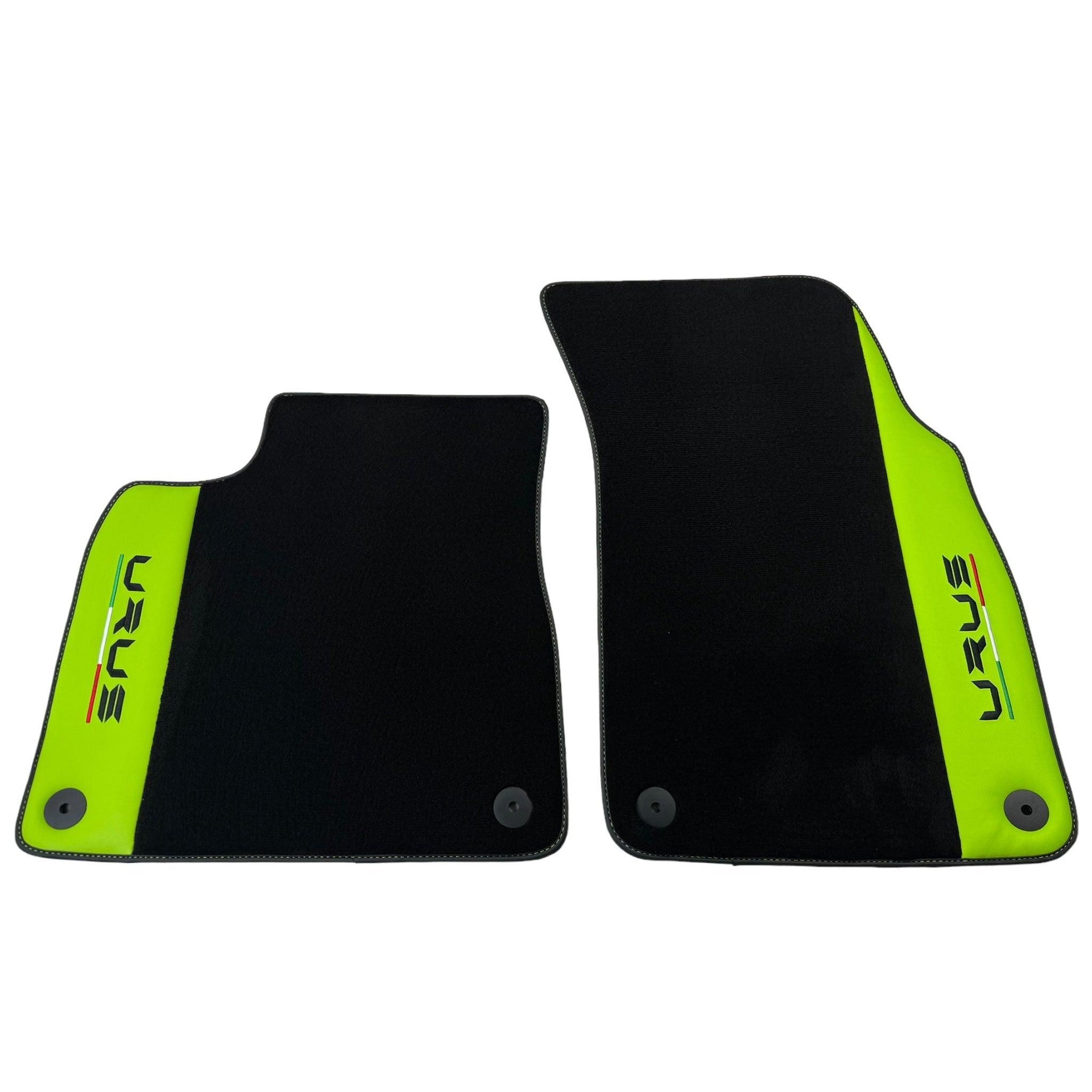 Black Floor Mats for Lamborghini Urus with Green Leather | Black Logo - AutoWin
