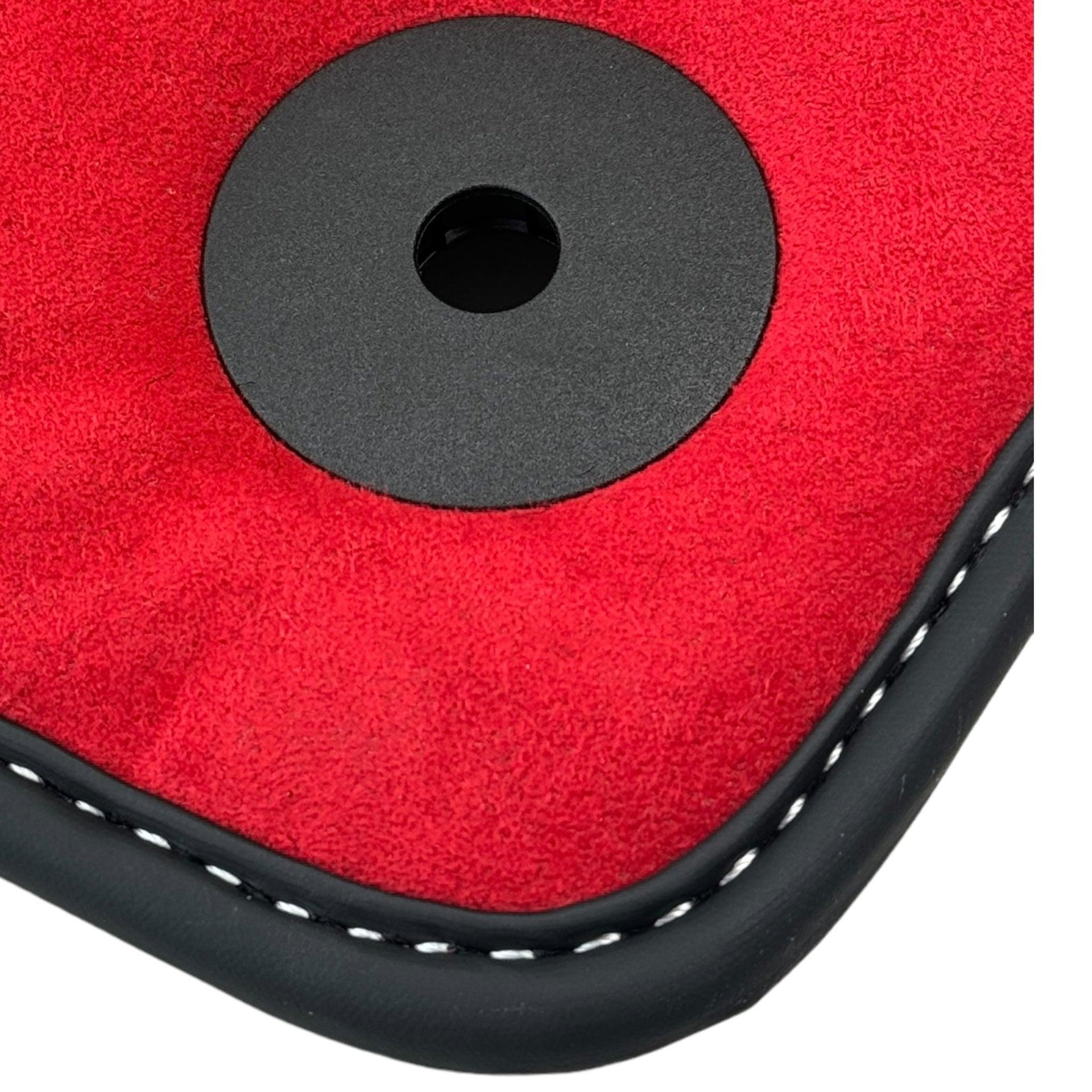 Black Floor Mats for Porsche 987 Boxster (2005-2012) with Red Alcantara Leather - AutoWin