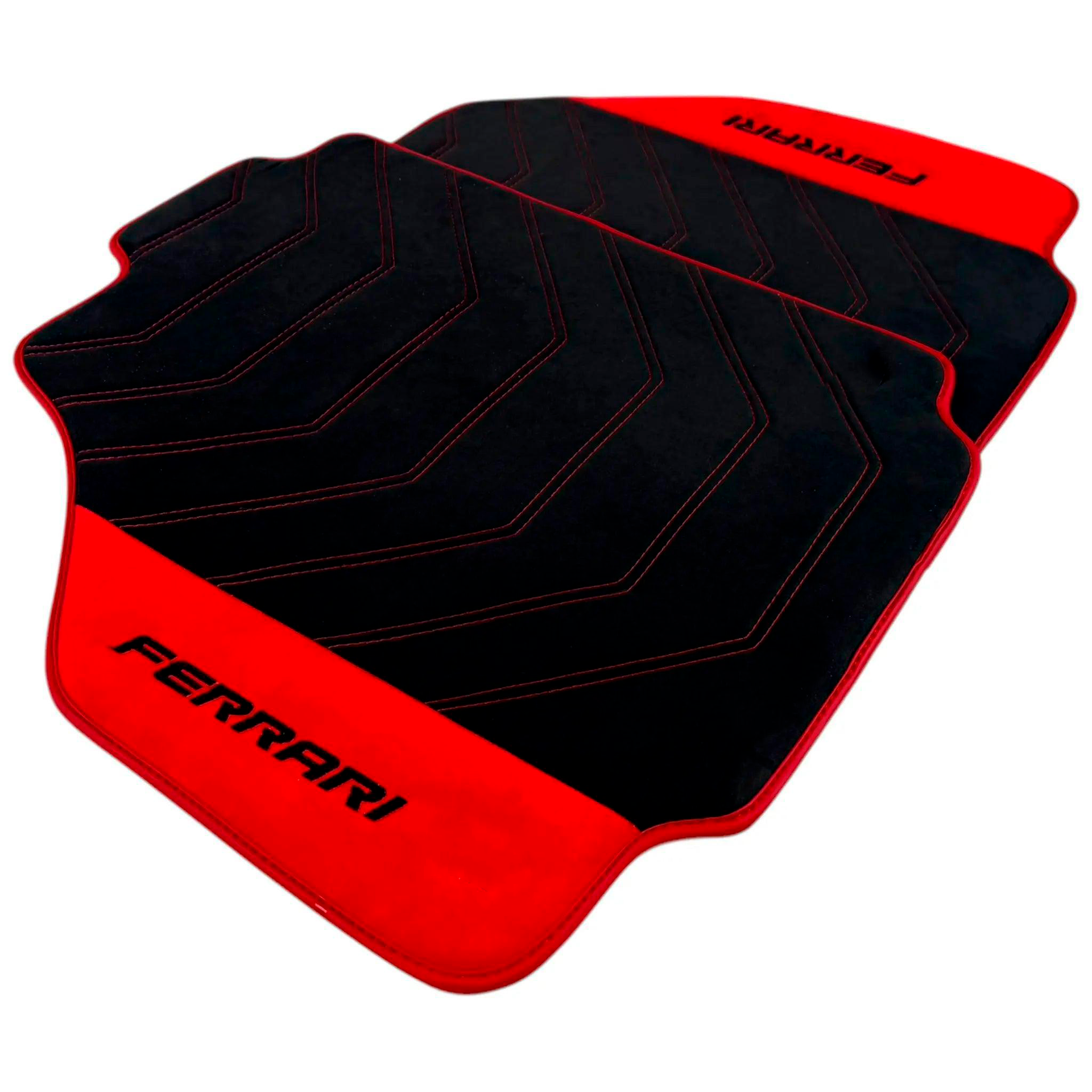 Alcantara Black Floor Mats for Ferrari 458 Speciale (2012-2015) with Red Alcantara