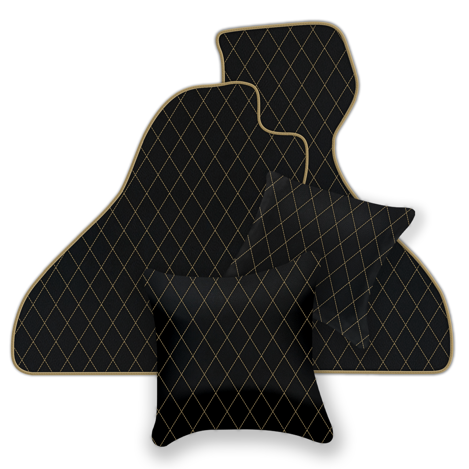 Customizable Leather Floor Mats with Single Diamond Pattern for Ferrari Mondial Convertible (1983-1993) - AutoWin