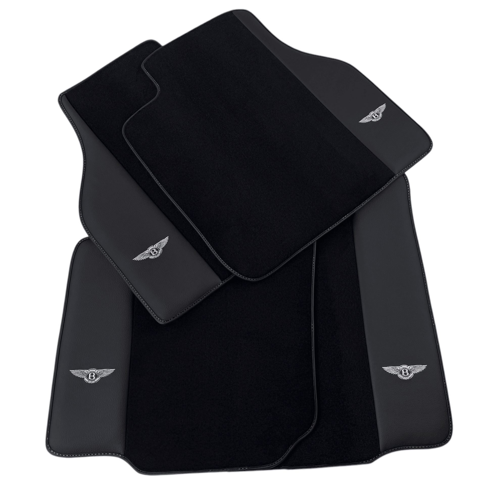 Black Floor Mats for Bentley Flying Spur (2013-2019) with Leather