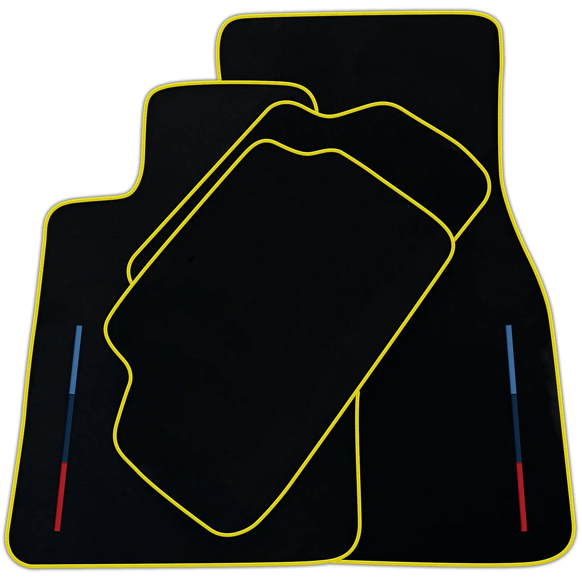 Black Floor Mats For BMW M6 E24 With 3 Color Stripes Tailored Set Perfect Fit | Various Trim Colors