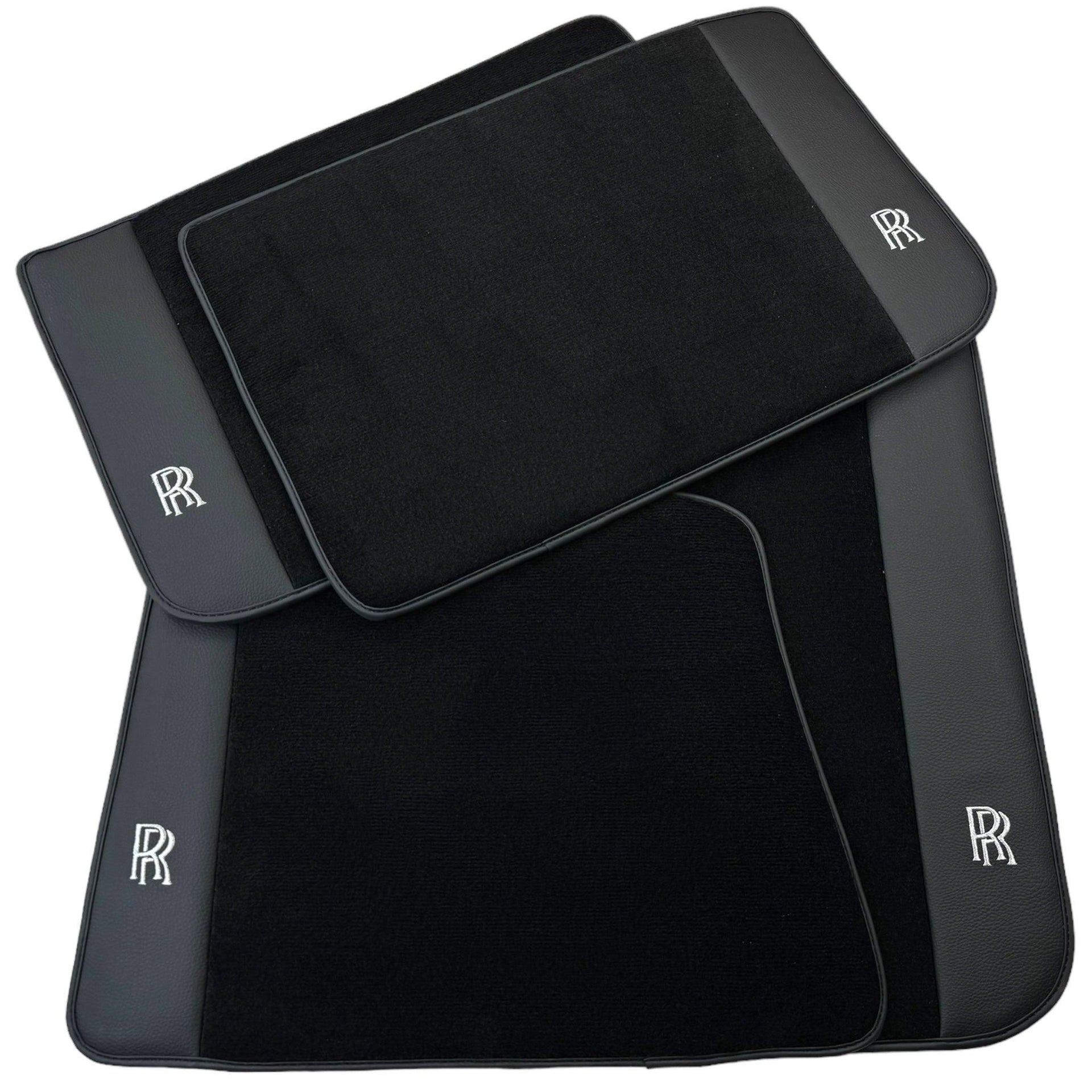 Black Floor Mats for Rolls Royce Shadow (1965-1977) with Black Leather - AutoWin