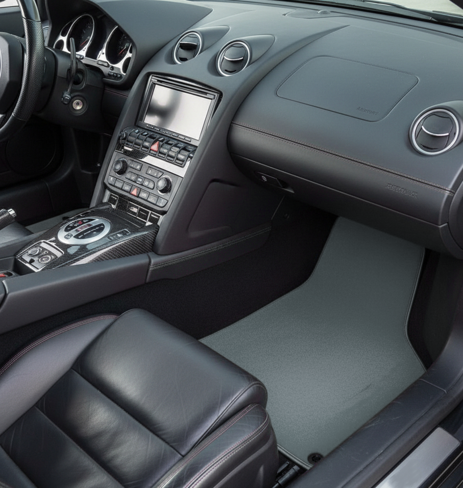 Alfombrillas azules personalizadas para Lamborghini Gallardo con cuero Alcantara - AutoWin.EU