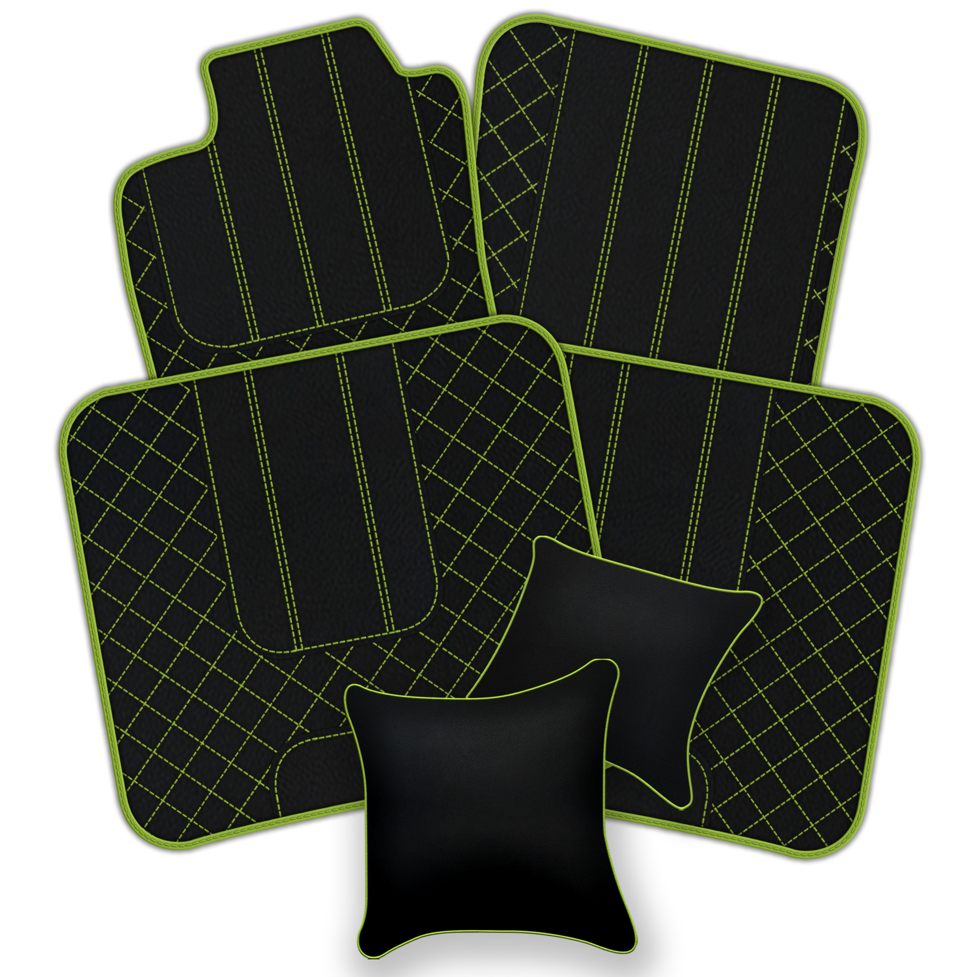 Genuine Light Green Sheepskin Floor Mats Bentley Flying Spur (2019-2023) - ER56 Design