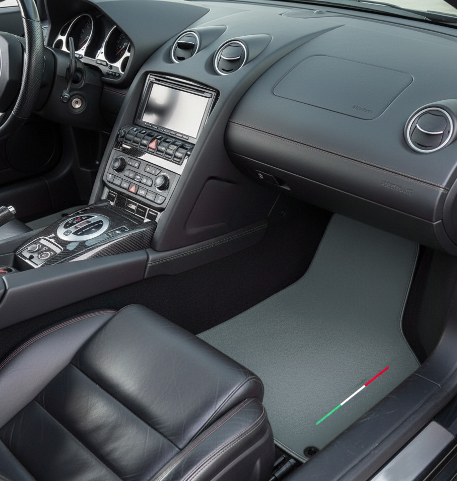 Alfombrillas azules personalizadas para Lamborghini Gallardo con cuero Alcantara - AutoWin.EU