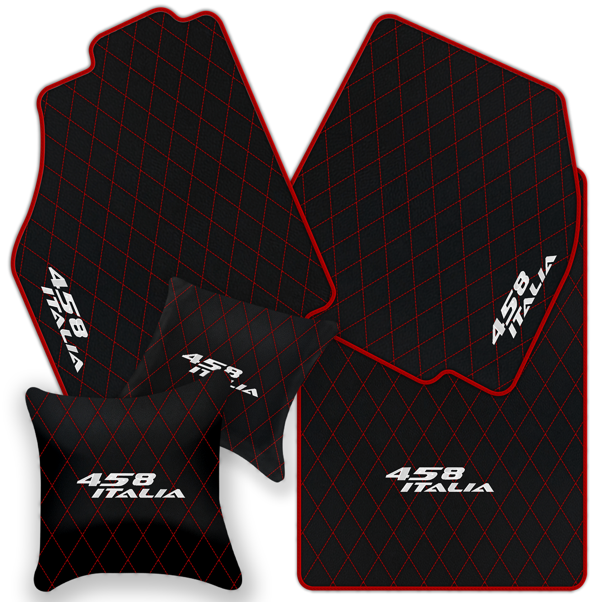 Premium Black Leather Floor Mats for Ferrari 458 Spider (2012-2015)