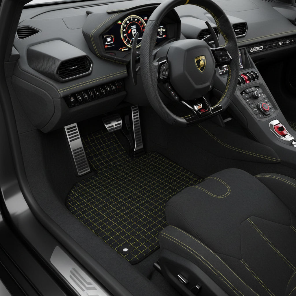 Customizable Leather Floor Mats with ER56 Pattern for Lamborghini Huracan STO (2021-2024) - AutoWin