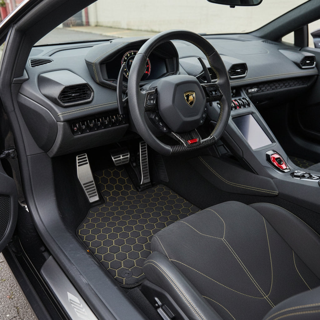 Customizable Leather Floor Mats with Line Pattern for Lamborghini Huracan Sterrato (2023-2024) - AutoWin