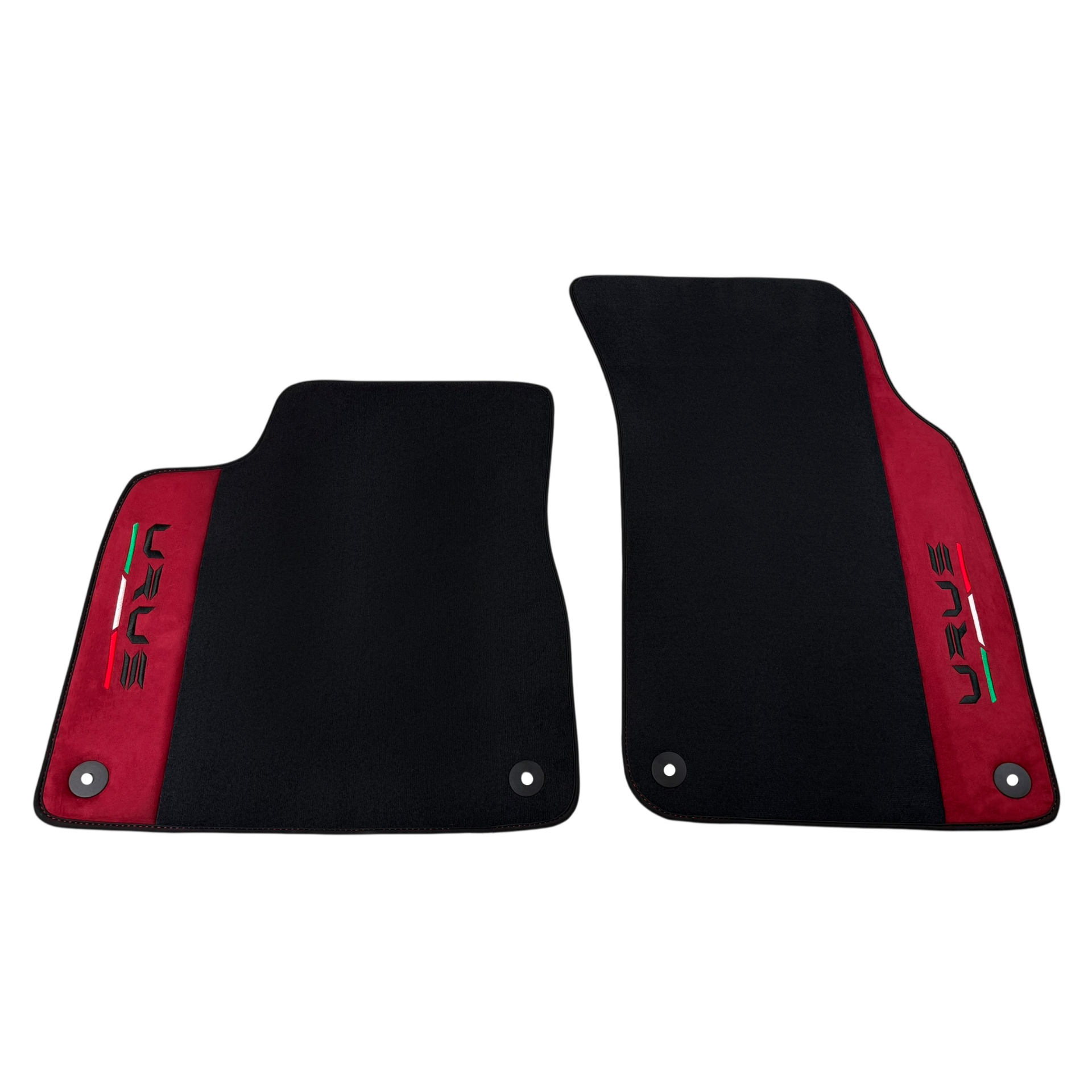Black Floor Mats for Lamborghini Urus with Bordeaux Alcantara Leather