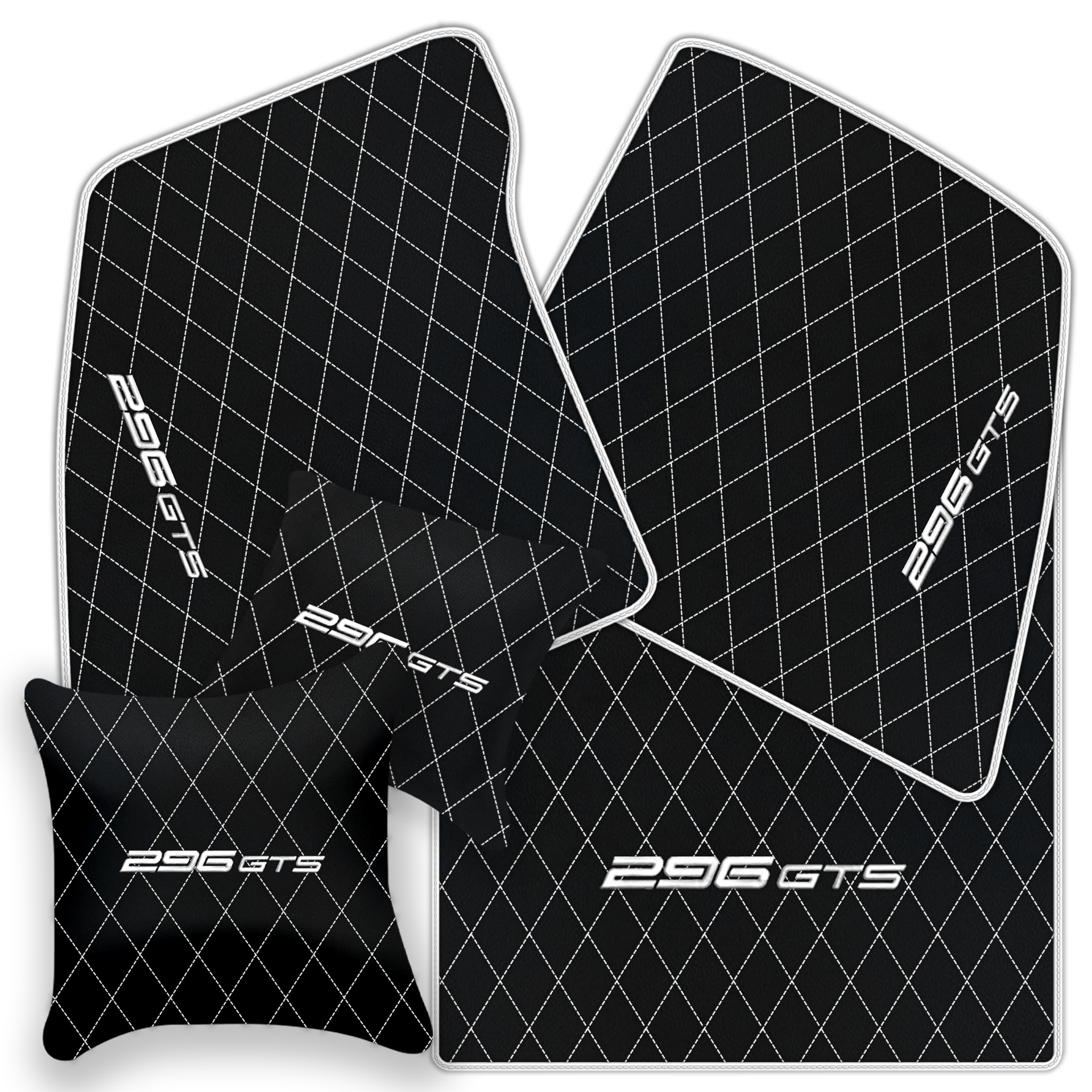 Ferrari 296 GTB Black Leather Floor Mats | Stylish & Durable