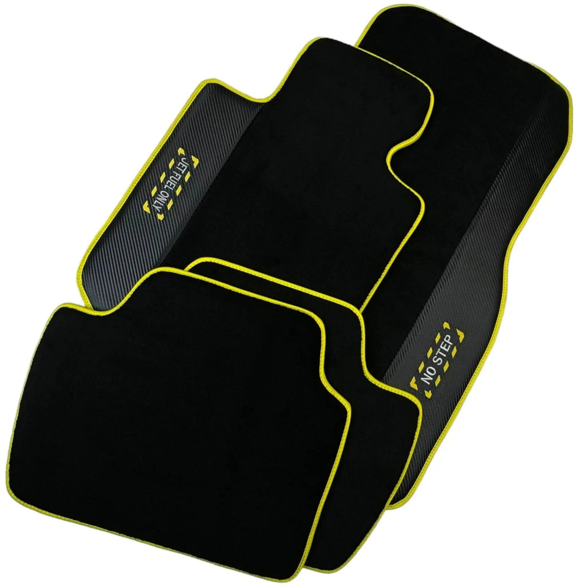 Black Floor Mats For BMW 3 Series E92 | Fighter Jet Edition | Yellow Trim - AutoWin
