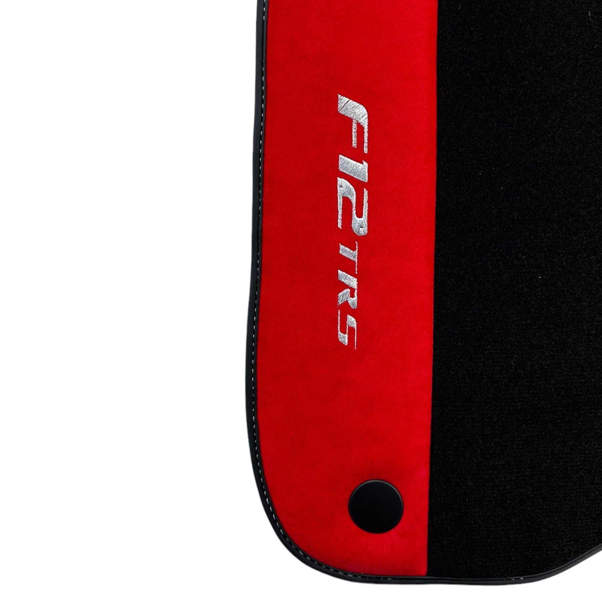 Black Floor Mats for Ferrari F12 TRS (2014) with Red Alcantara Leather - AutoWin