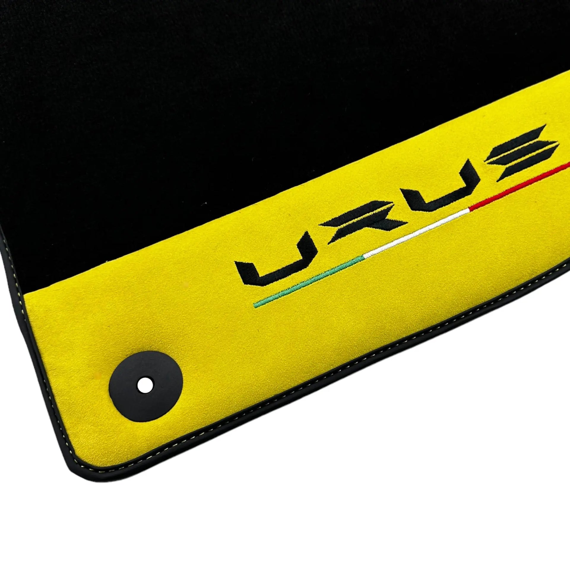 Black Floor Mats For Lamborghini Urus With Yellow Alcantara Leather - AutoWin