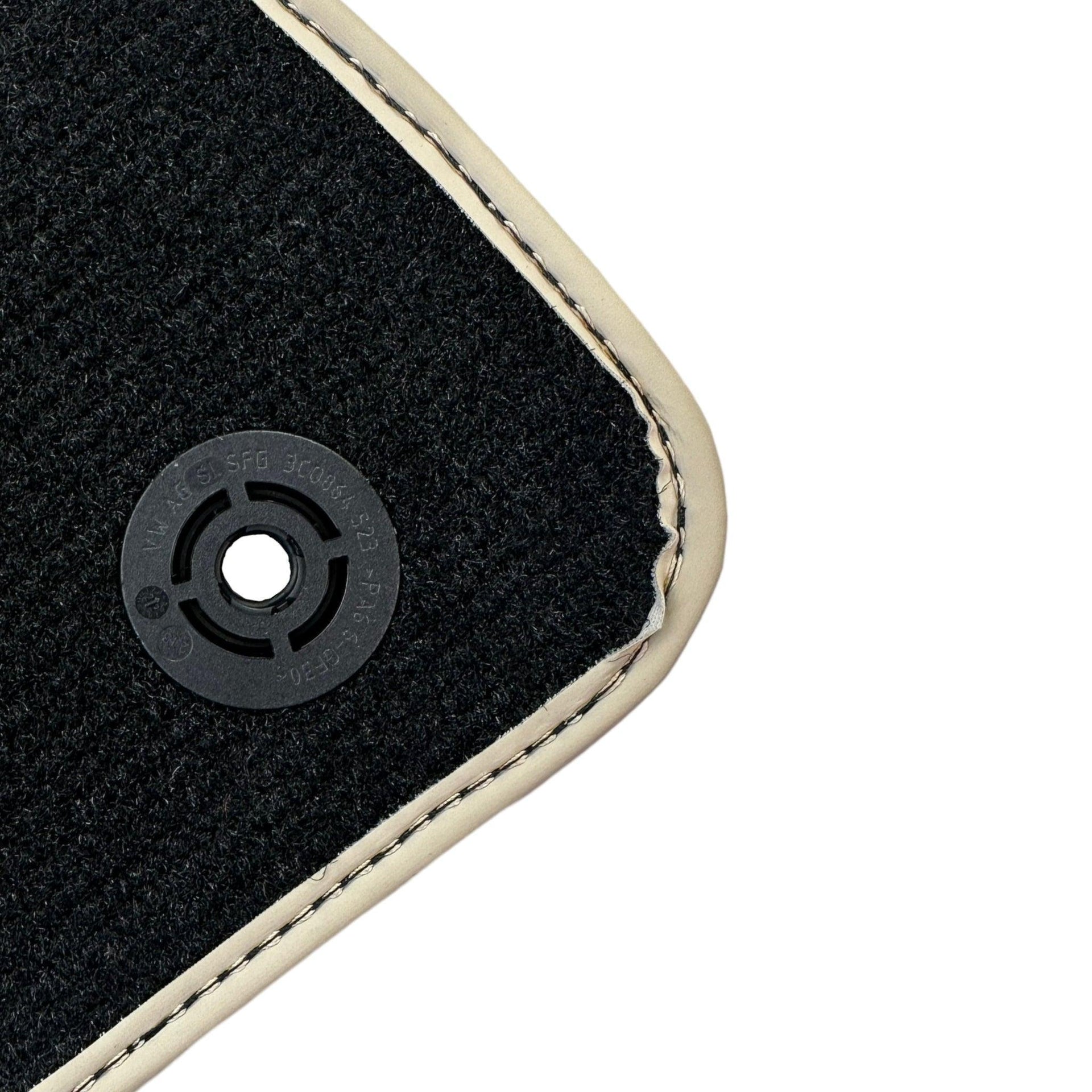 Black Floor Mats With Beige Trim For Audi A6 C8 Sedan (2018-2023) ER56 Design - AutoWin