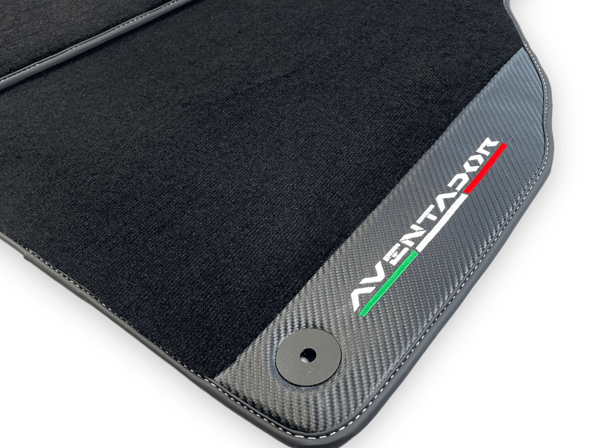 Black Floor Mats for Lamborghini Aventador With Carbon Fiber Leather - AutoWin