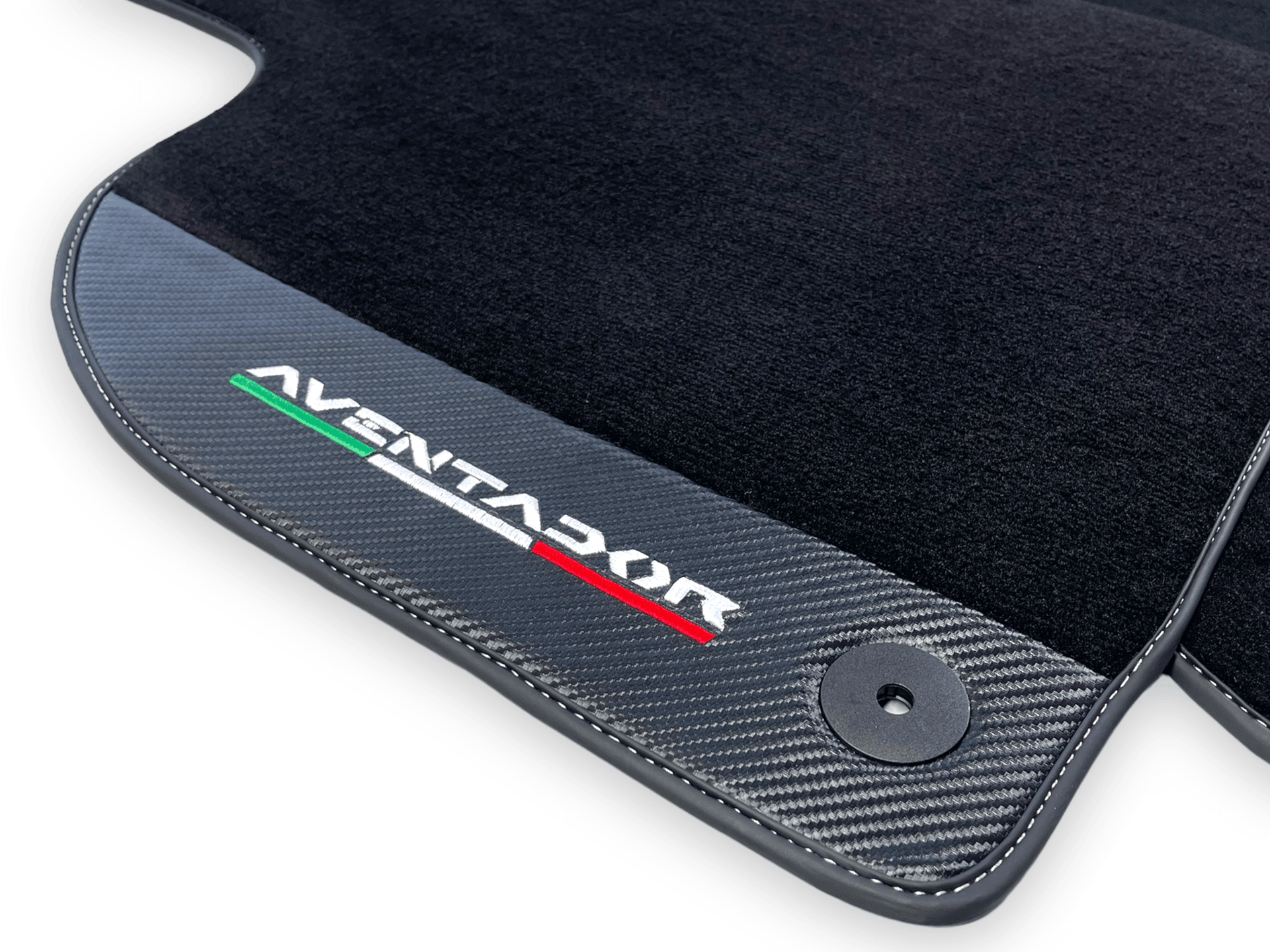 Black Floor Mats for Lamborghini Aventador With Carbon Fiber Leather - AutoWin