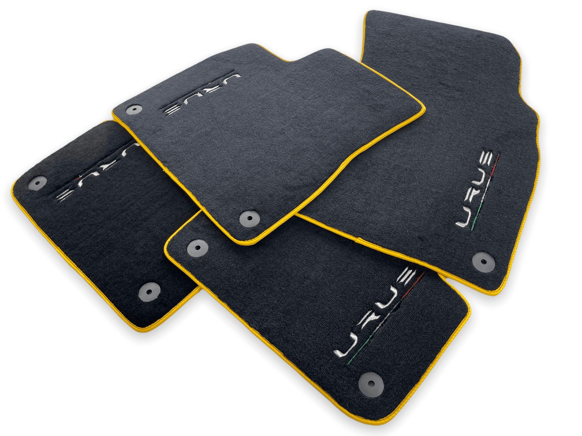 Floor Mats For Lamborghini Urus Black Tailored With Yellow Trim - AutoWin