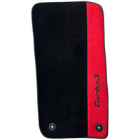 Black Floor Mats for Porsche 964 (1989-1994) with Red Alcantara Leather - AutoWin