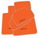 Stylish Customizable Orange Leather Floor Mats for BMW