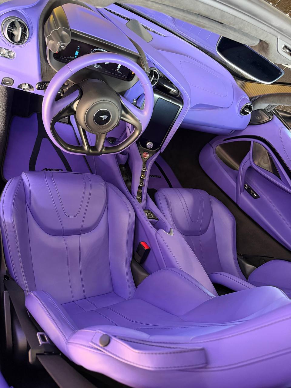 Purple Leather Floor Mats with A1 Pattern for McLaren 750S (2023