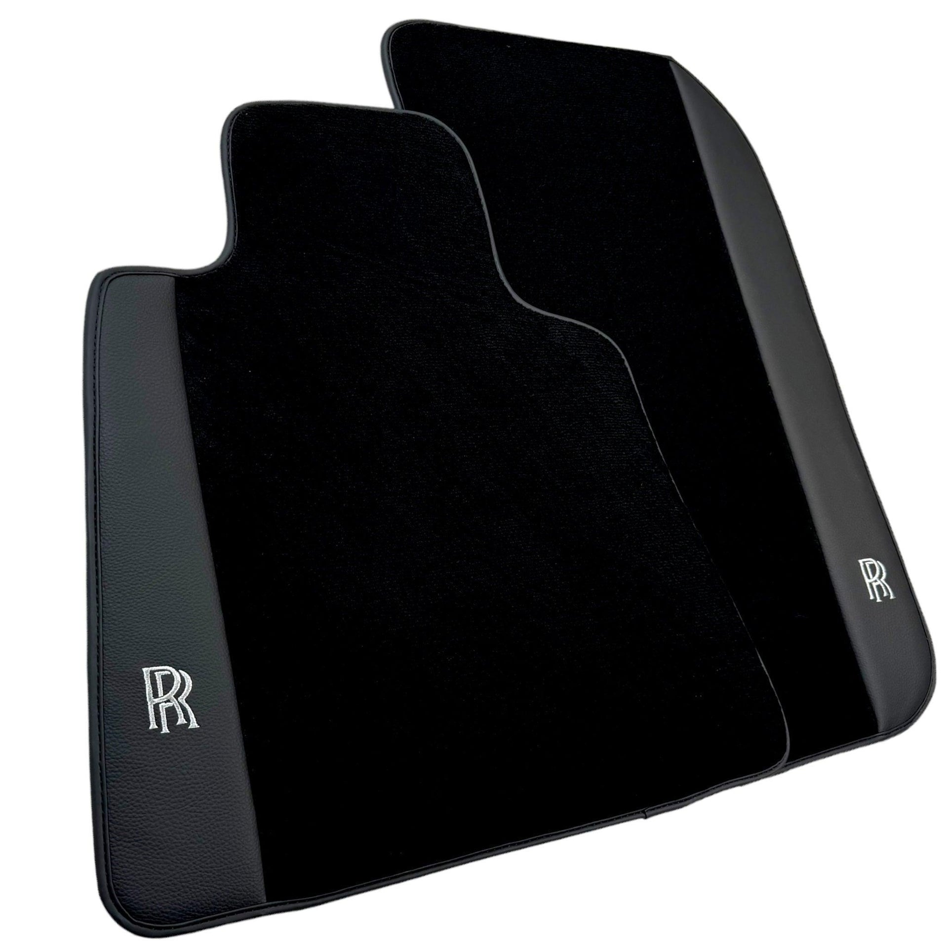 Black Floor Mats for Rolls Royce Phantom Drophead Coupe (2007-2016) with Black Leather - AutoWin