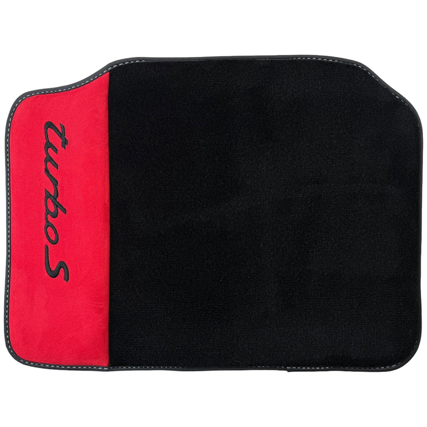 Black Floor Mats for Porsche 718 Boxster (2016-2023) with Red Alcantara Leather - AutoWin