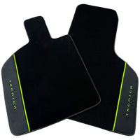 Black Floor Mats for Lamborghini Huracan Tecnica with Alcantara Leather | Green Edition - AutoWin