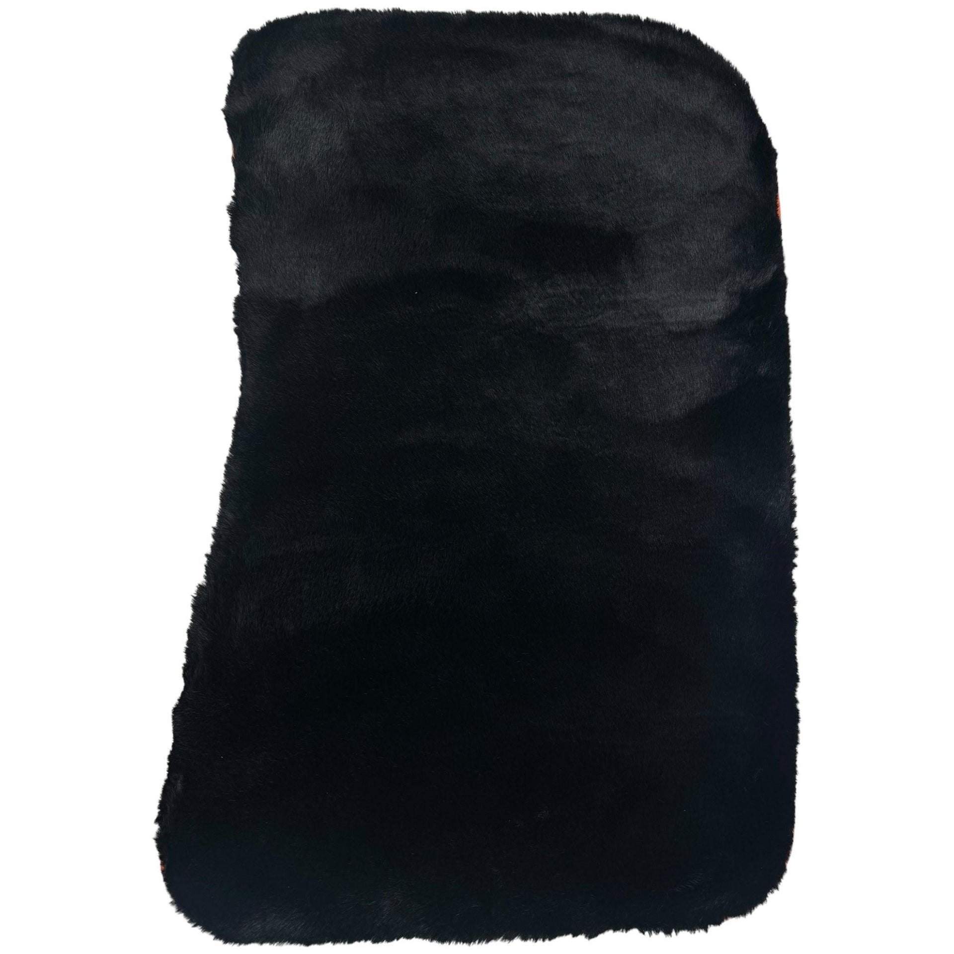 Black Sheepskin Floor Mats for Rolls-Royce Phantom VIII (2017-2024) Orange Leather Trim - AutoWin