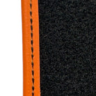 Black Sheepskin Floor Mats for Rolls-Royce Wraith (2013–2023) Orange Leather Trim - AutoWin