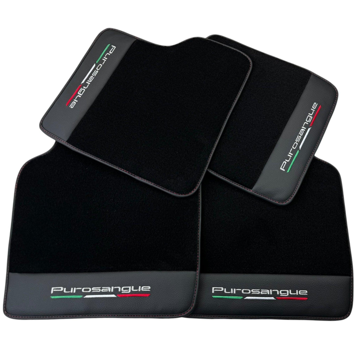 Black Floor Mats for Ferrari Purosangue with Leather and Black Trim | Italian Edition - AutoWin
