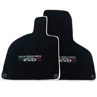 Black Floor Mats for Lamborghini Huracan EVO (2014-2023) with White Trim - AutoWin
