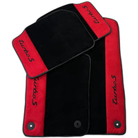 Black Floor Mats for Porsche Panamera Turbo S with Red Alcantara Leather - AutoWin