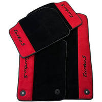 Black Floor Mats for Porsche 987 Cayman (2009-2012) with Red Alcantara Leather - AutoWin