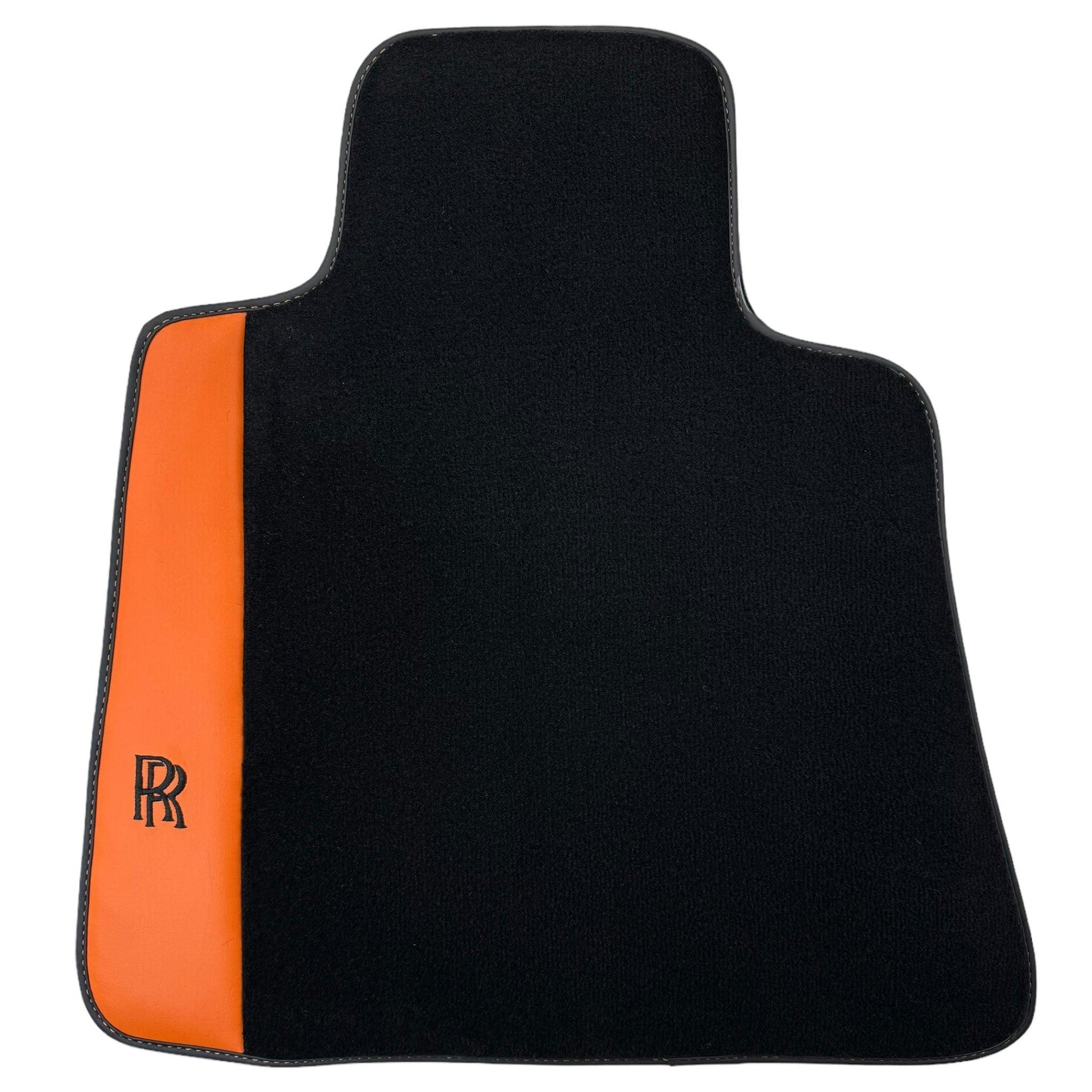 Black Floor Mats for Rolls Royce Ghost Series I (2010–2020) with Orange Leather - AutoWin