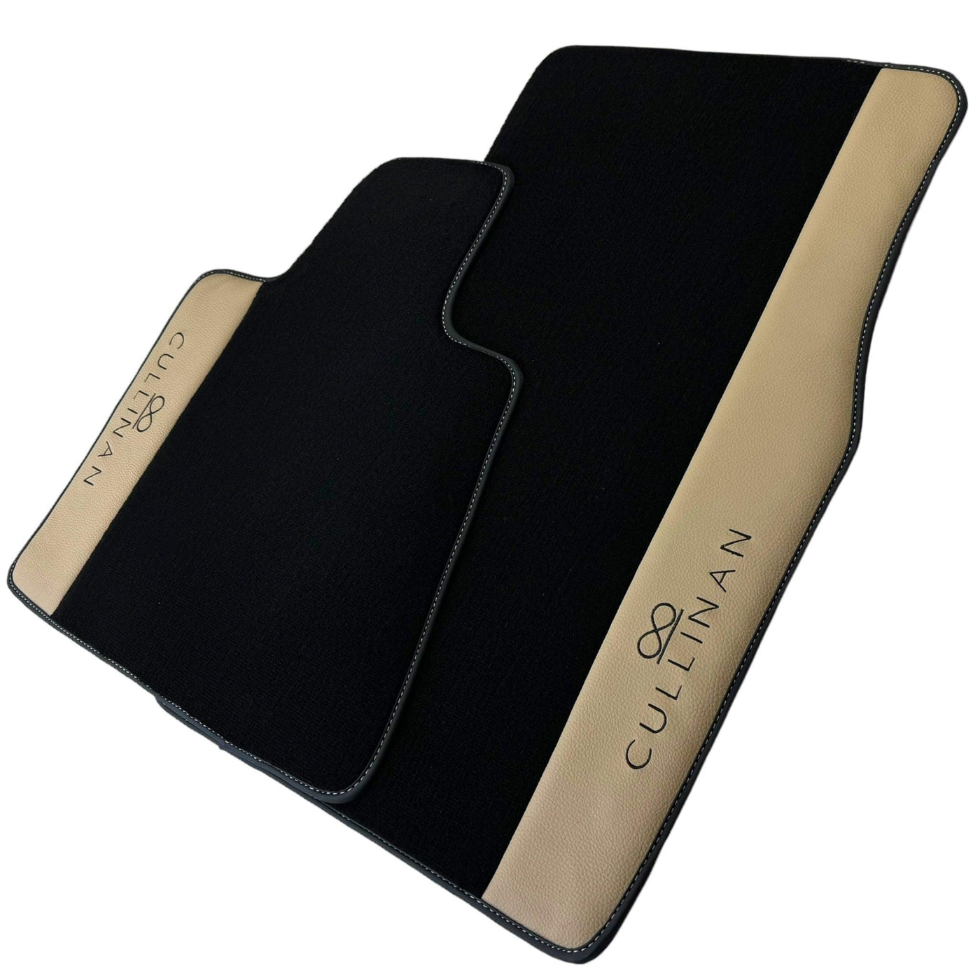 Black Floor Mats for Rolls Royce Cullinan with Beige Leather - AutoWin