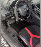 Black Floor Mats for Lamborghini Aventador SV with Alcantara Leather - AutoWin