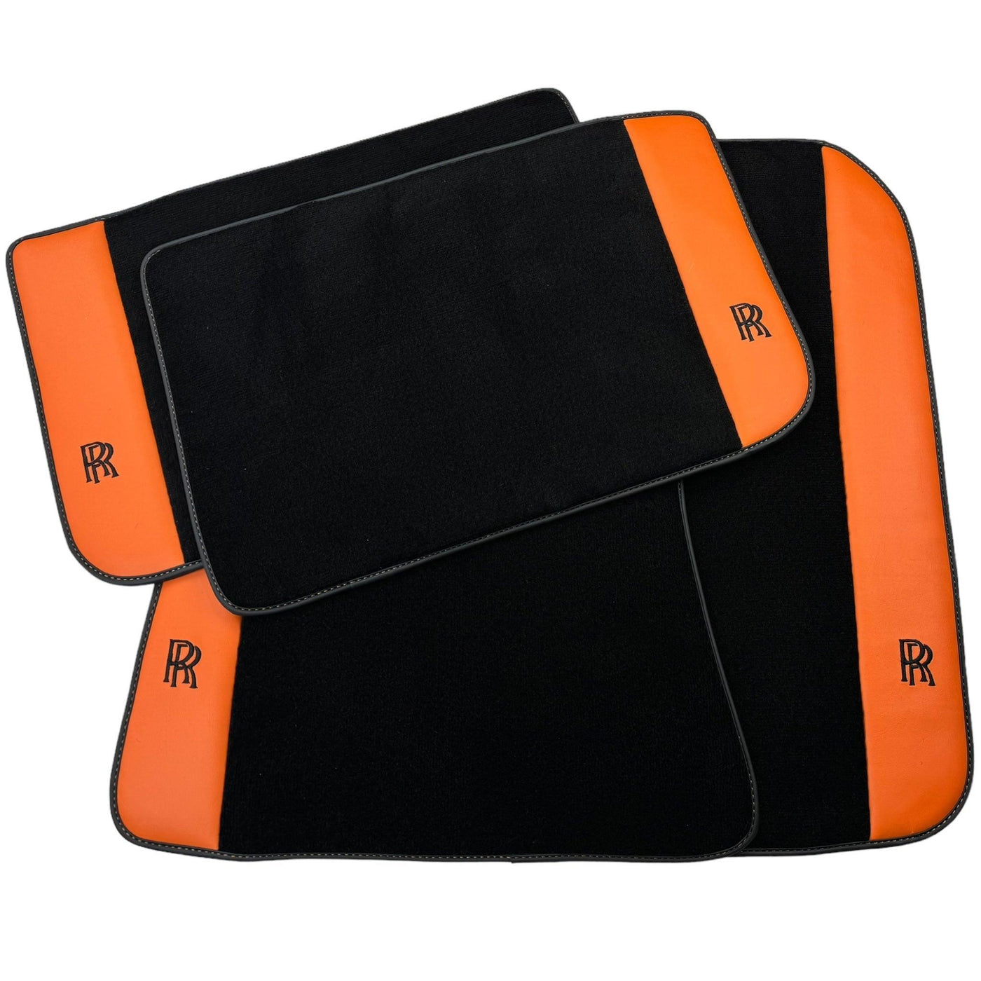 Floor Mats for Rolls Royce Phantom Drophead Coupe with Orange Leather - AutoWin
