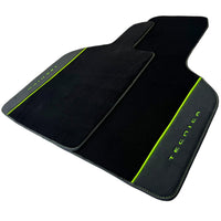 Black Floor Mats for Lamborghini Huracan Tecnica with Alcantara Leather | Green Edition - AutoWin