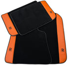 Black Floor Mats for Rolls Royce Ghost Series I (2010–2020) with Orange Leather - AutoWin
