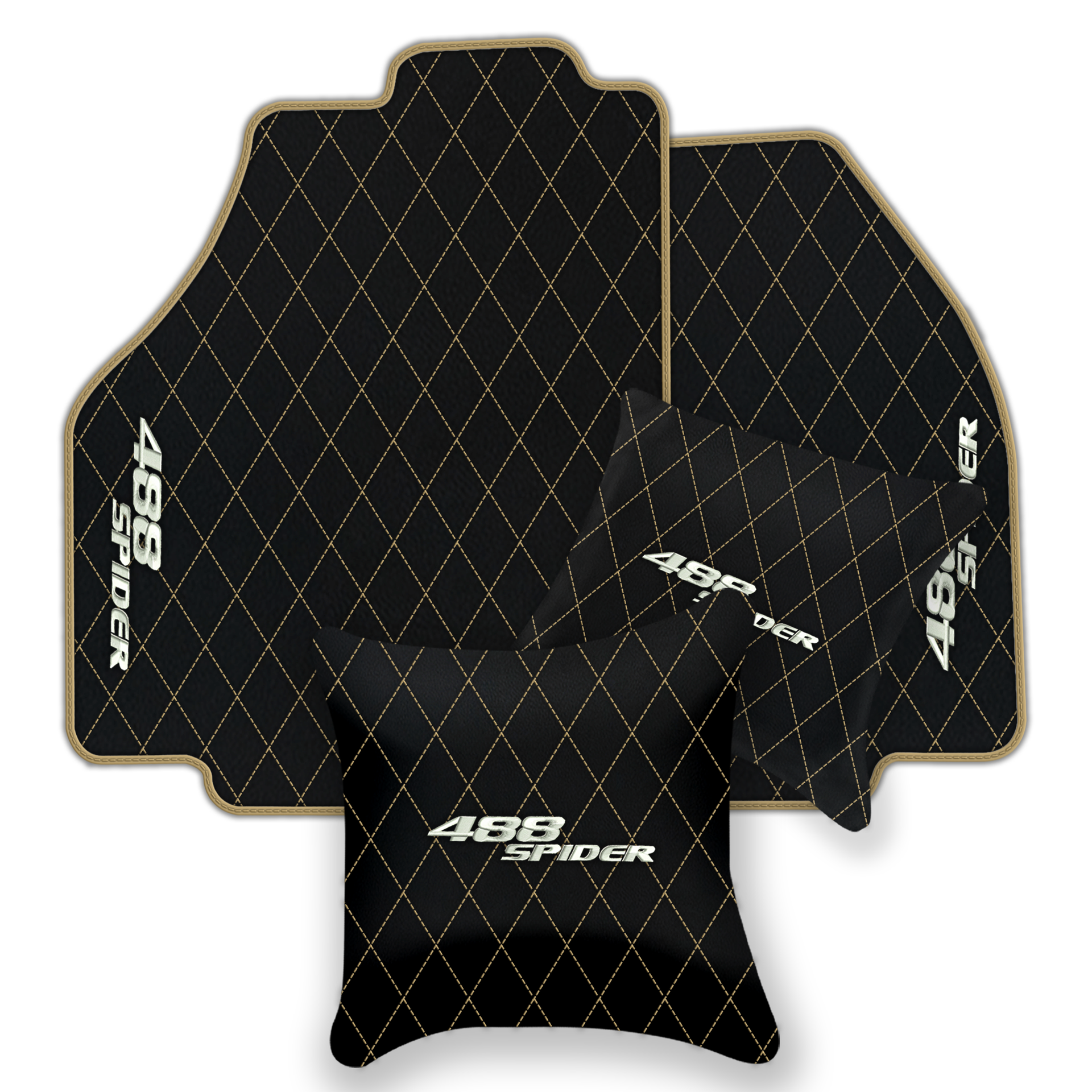 Premium Black Leather Floor Mats for Ferrari 488 Pista Spider