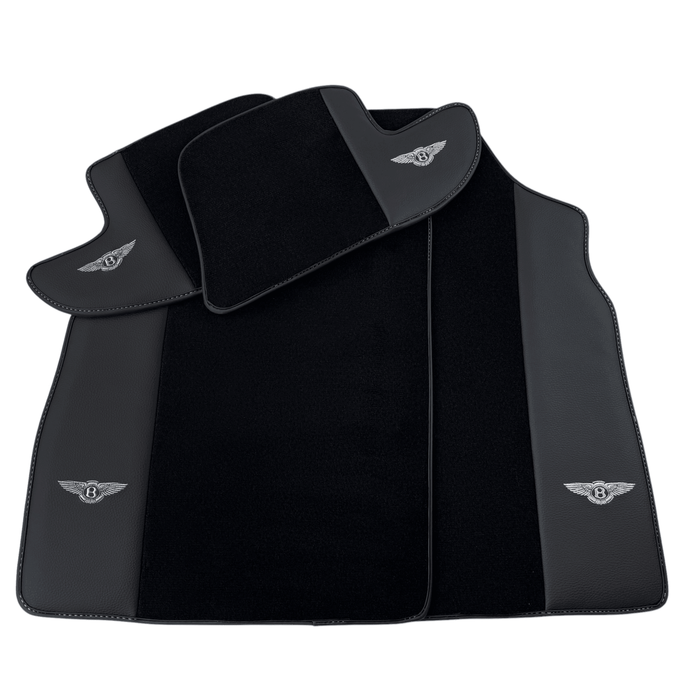 Black Floor Mats for Bentley Continental GT (2003-2011) with Leather