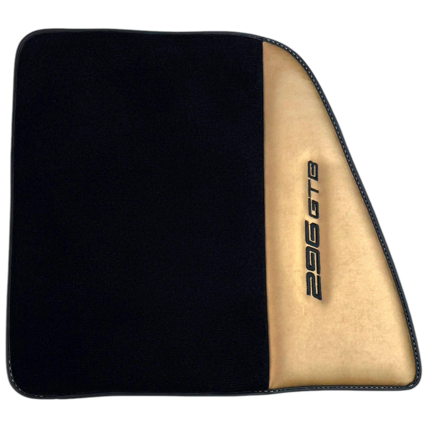 Black Floor Mats for Ferrari 296 GTB (2022-2024) with Gold Leather