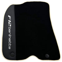 Black Floor Mats for Ferrari F12 Berlinetta (2012-2022) with Leather - AutoWin