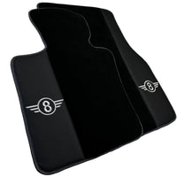 Black Floor Mats for Mini Cabrio F57 Convertible (2016-2023) with Gray Trim - AutoWin