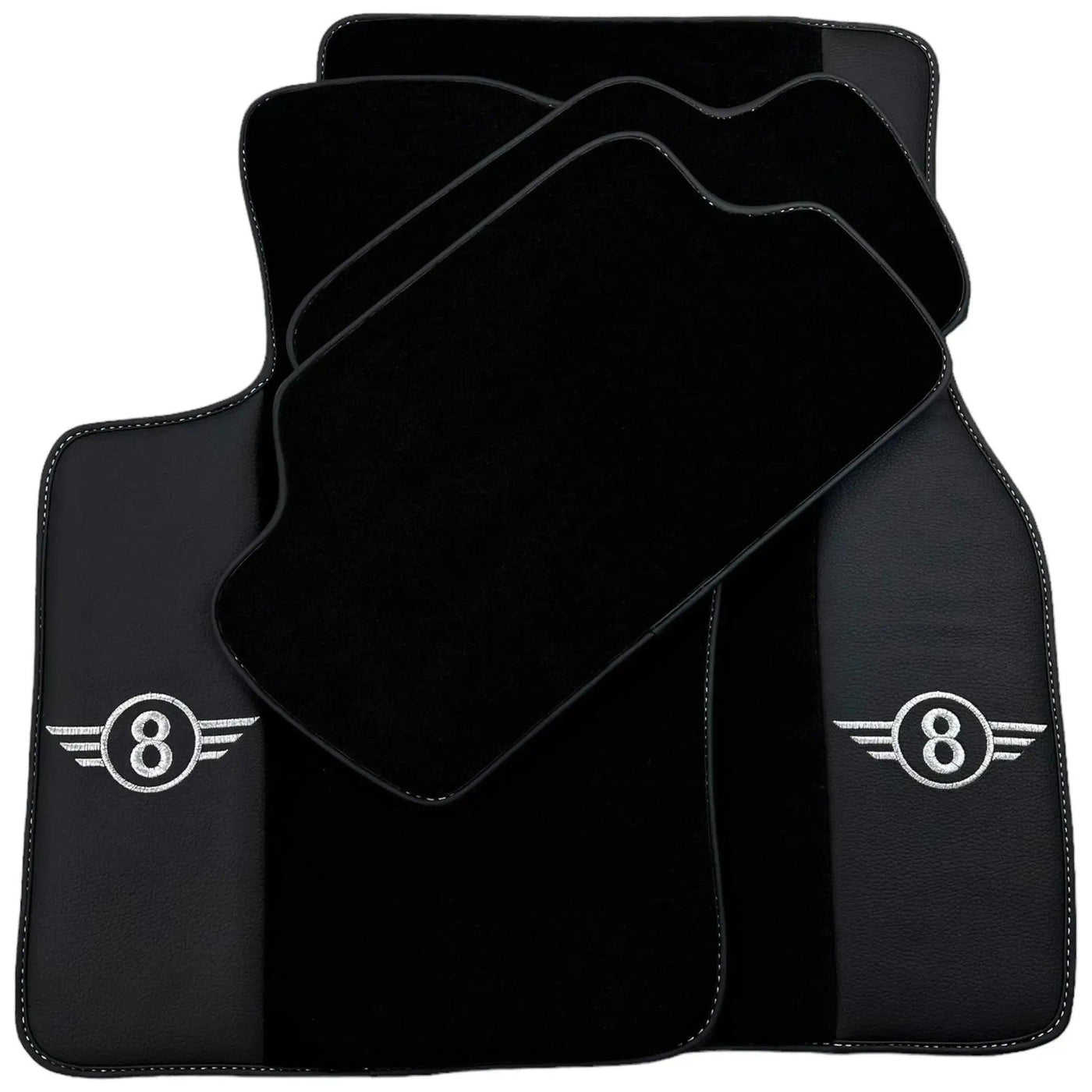 Black Floor Mats for Mini Cabrio R52 Convertible (2004-2009) with Leather - AutoWin