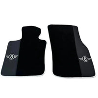 Black Floor Mats for Mini Clubman R55 (2007-2015) with Leather | White Trim - AutoWin