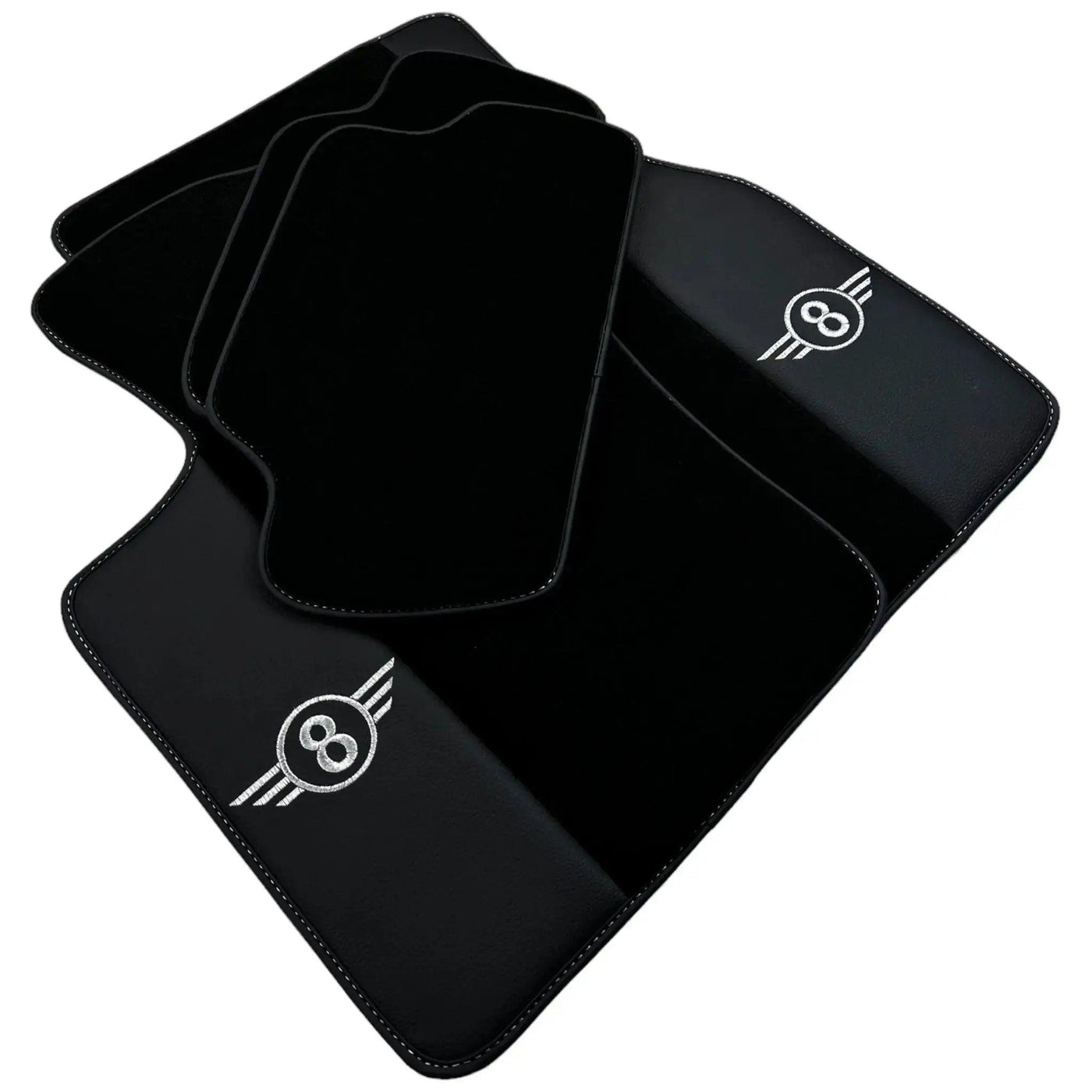 Black Floor Mats for Mini Countryman F60 Hybrid (2020-2023) with Leather - AutoWin
